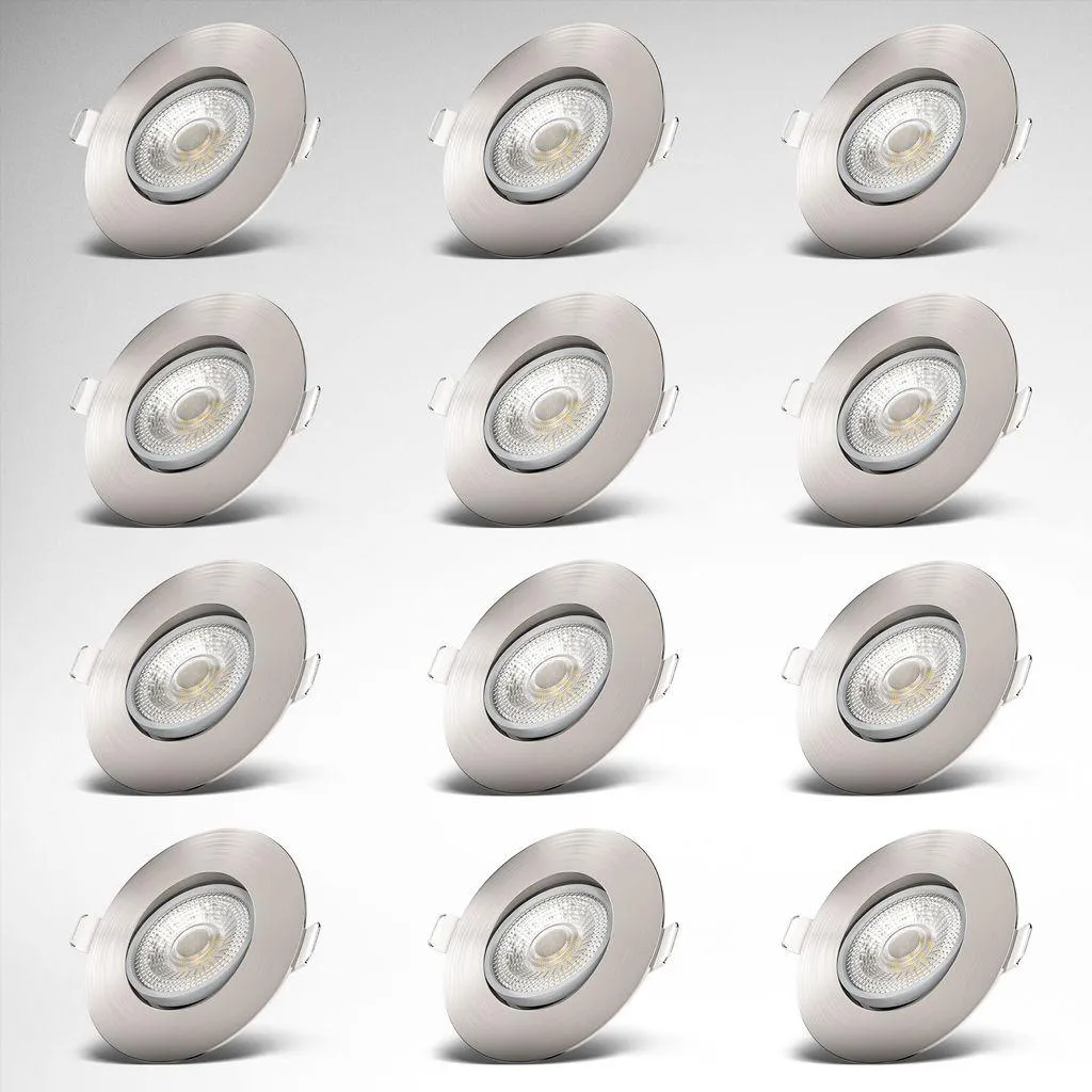 Spot LED Encastrable Orientable Nickel Mat 3000K Blanc Chaud - Lot 12