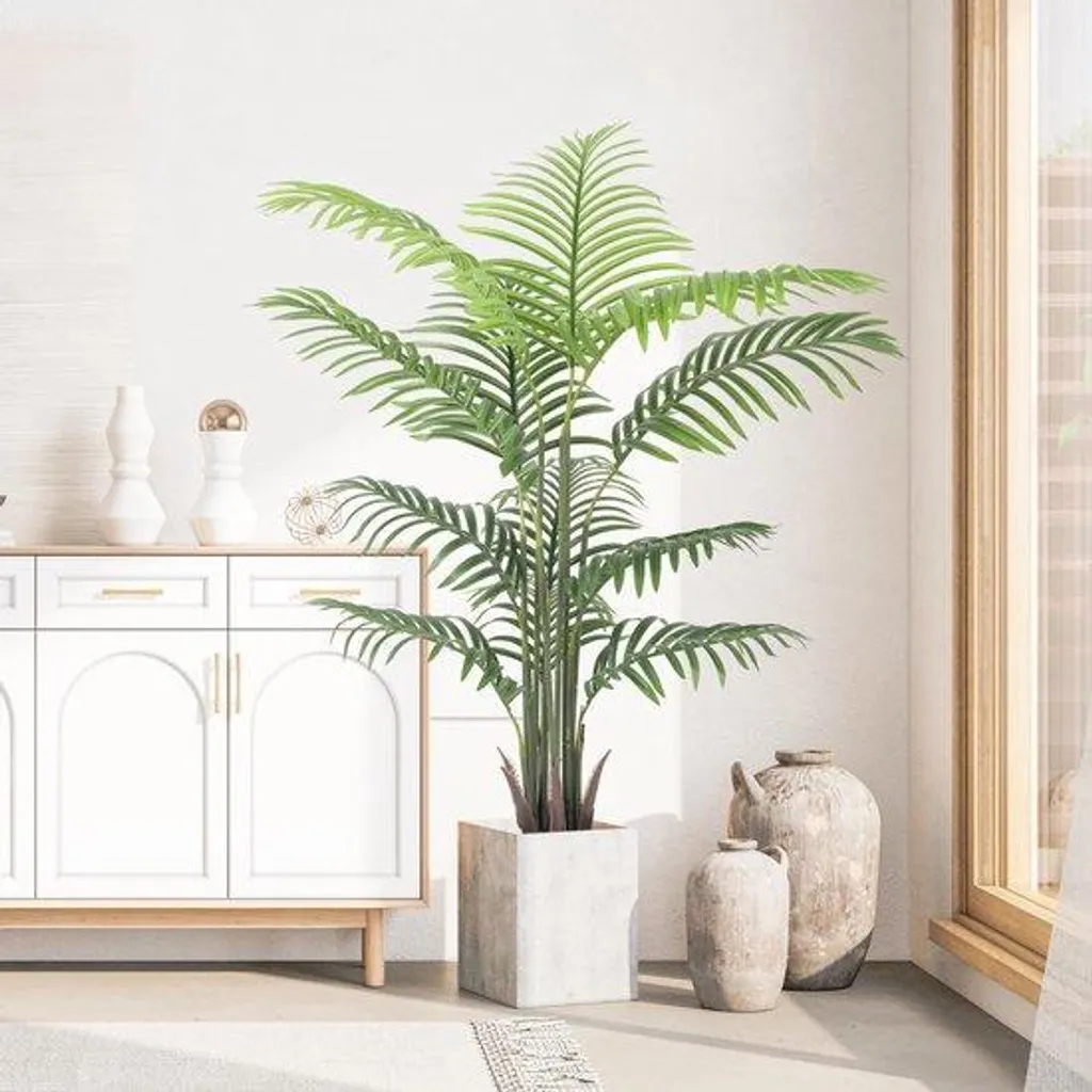 Grand Palmier artificiel 120 cm avec feuilles réalistes et pot lesté