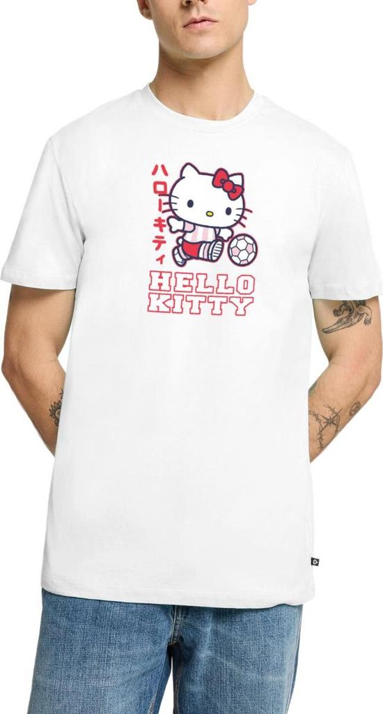 Spreadshirt Hello Kitty Spielt Fussball Sport Männer Premium T-Shirt, XS, Weiß