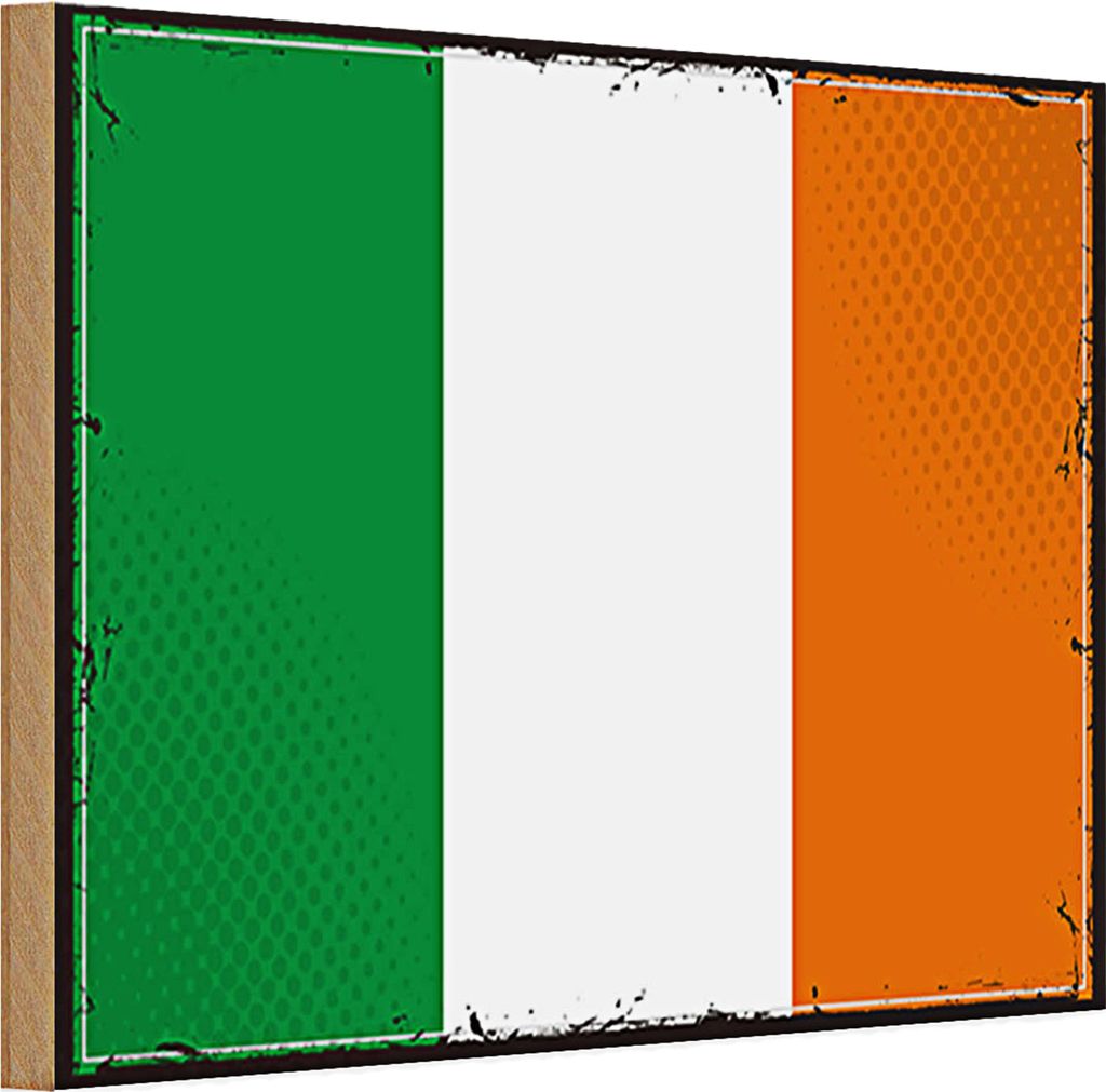 Holzschild Flagge Irland 30x20cm Retro Flag of Ireland