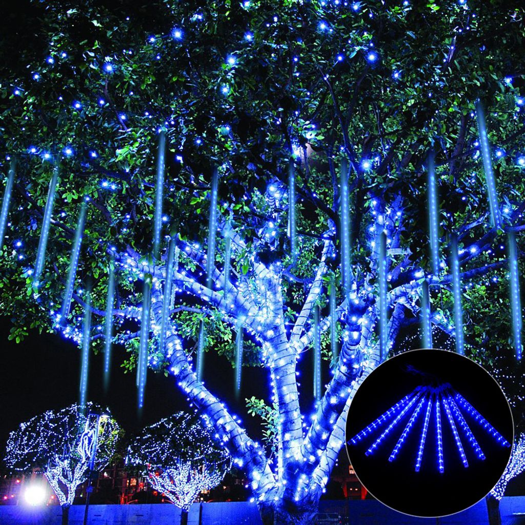 Weihnachten LED Meteorschauer Regen Lichterkette Schneefall Eiszapfen Außen Deko
