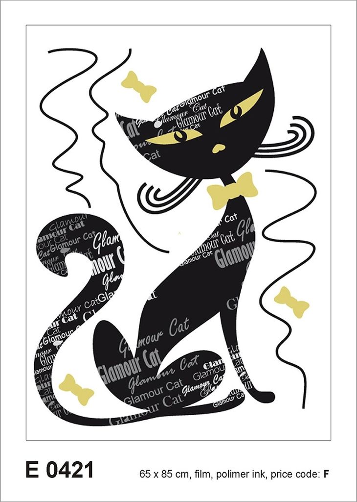 Sticker Tiere - Glamour Schwarze Katzen Boy - 1 Bogen 65 x 85 cm