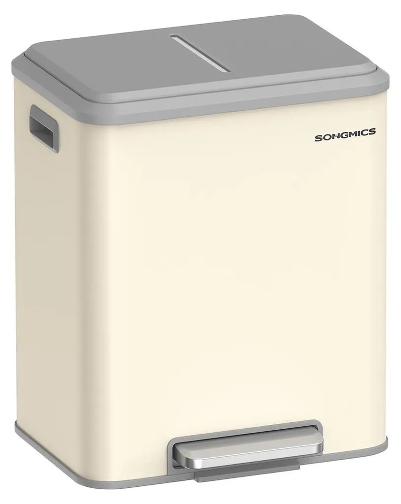 Poubelle de tri 2 bacs beige sable : fini le désordre des déchets