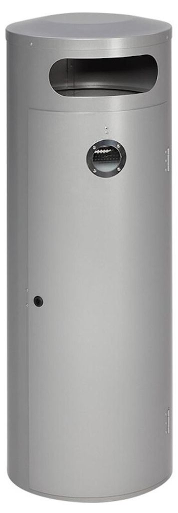 Kombiascher mit Einflügeltür | Ascher innen | 70 Liter, HxBxT 104,5x42x42cm | Verzinkter Stahl | Silber