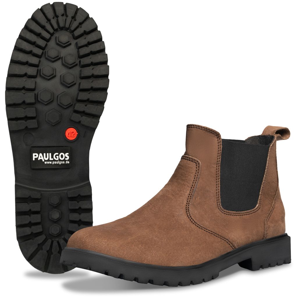 PAULGOS Herren Chelsea Boots Echtes Leder, Stiefeletten Größe 39-47 in 3 Farben