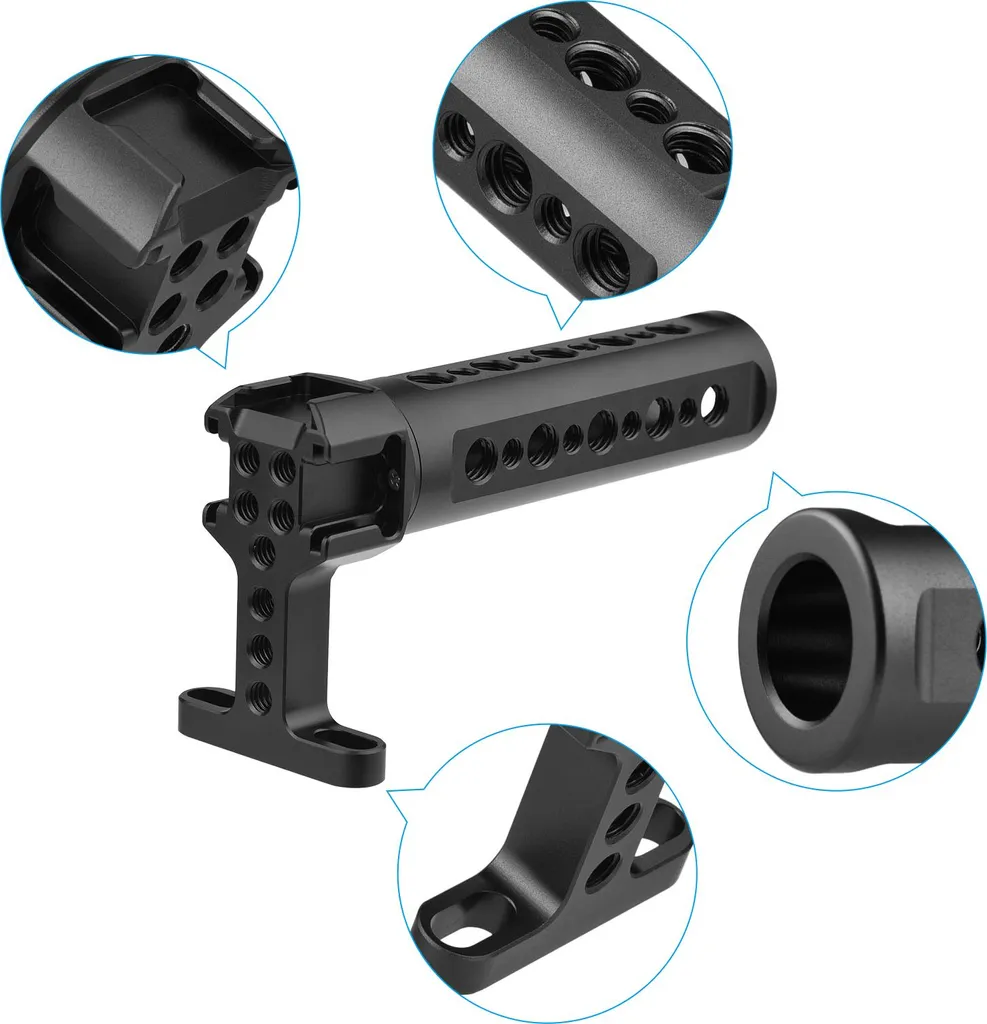 Poignée Latérale de Caméra en Aluminium avec Support Micro et Lampe LED - 6