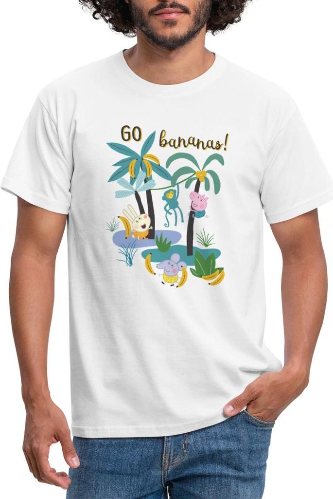 Spreadshirt Peppa Pig Design Go Bananas Männer T-Shirt, XXL, Weiß