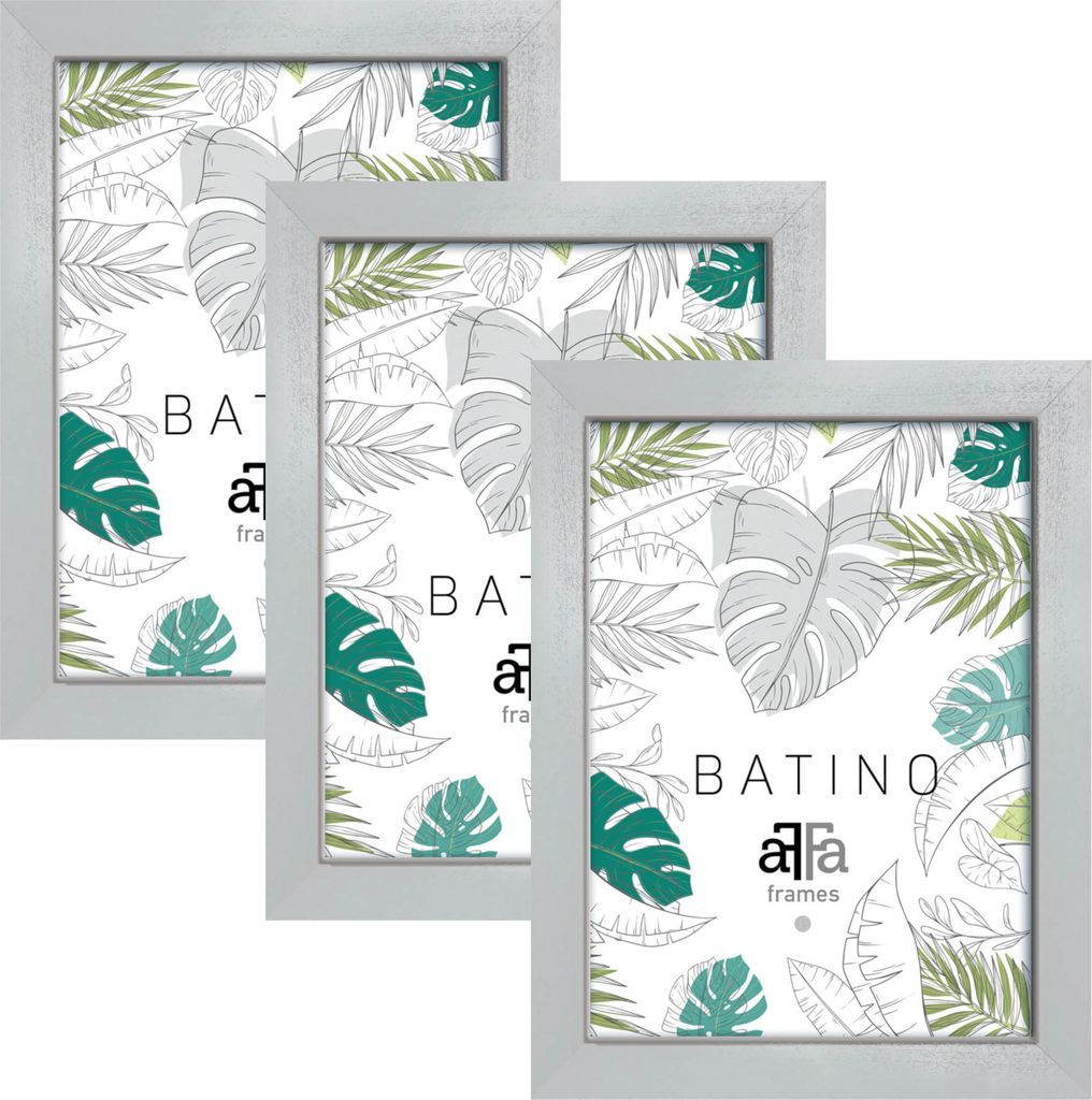 aFFa frames, Batino, Bilderrahmen aus Holz, mit Acrylglasfront, HDF-Hintergrund, Weiß, 15x21 cm, 3er Set