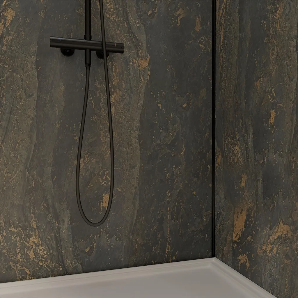 Panneaux Muraux Pierre Venus 90x210cm Étanches et Profilés Noirs Pack - 8