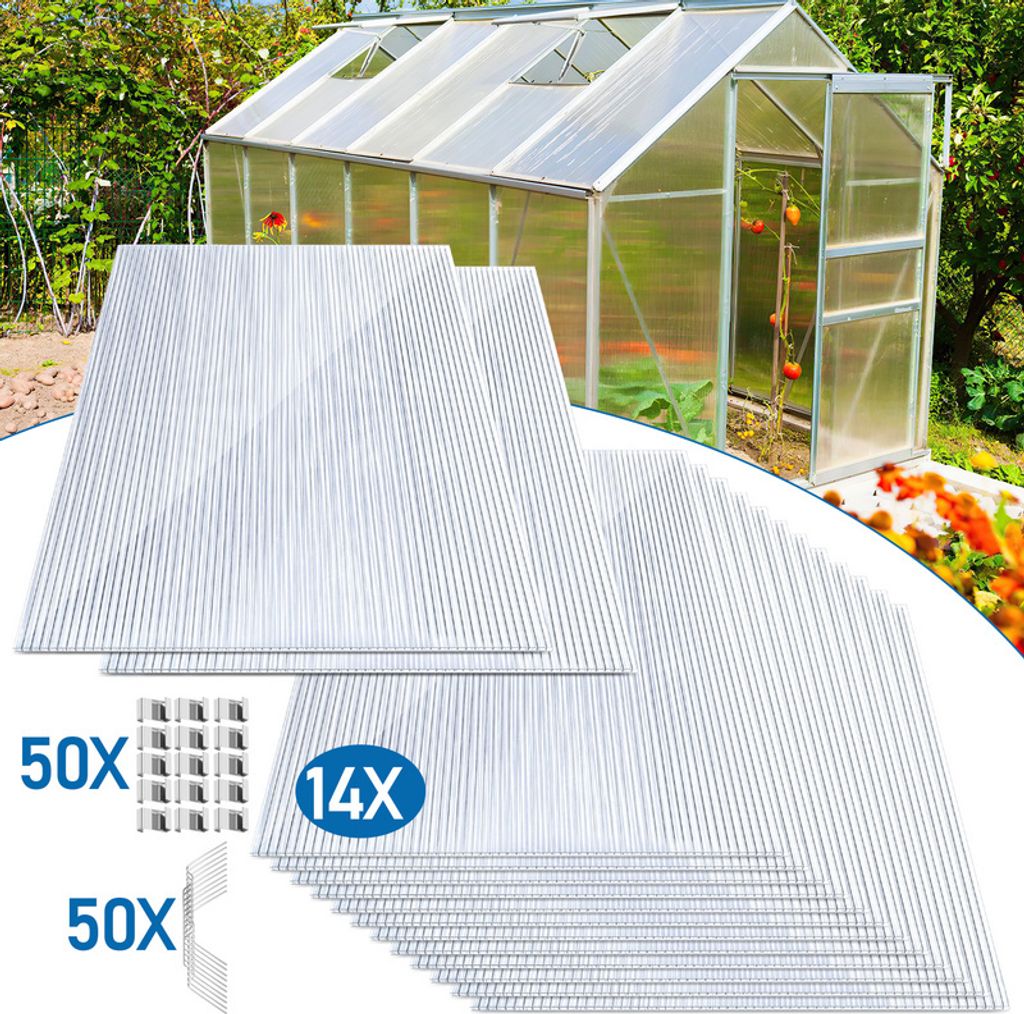 Jayseuw 14x polycarbonate alvéolaire 4mm 50x serre en acier Image du produit 