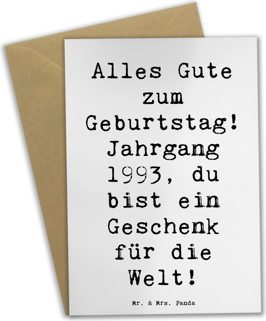 Mr. & Mrs. Panda babykarte Spruch 1993 Geburtstag - Weiß - Geschenk, Jahr, weihnachtskarten, Jahrgang, herzliche Geburtstagswünsche, vatertagskar...