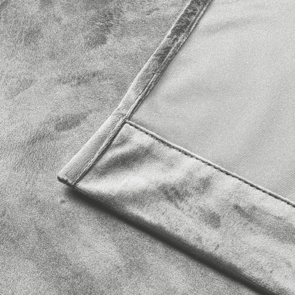 Samtvorhang 140 x 245 cm mit Öse wasserabweisend hellgrau - Produktbild 4