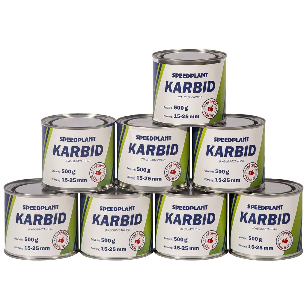 SPEEDPLANT Karbid 4kg (8X 500g) - Carbid Kabit Kabitt karbitt Karbit Karbid Große Feste Steine Körnung 15-25mm - 8 Dosen