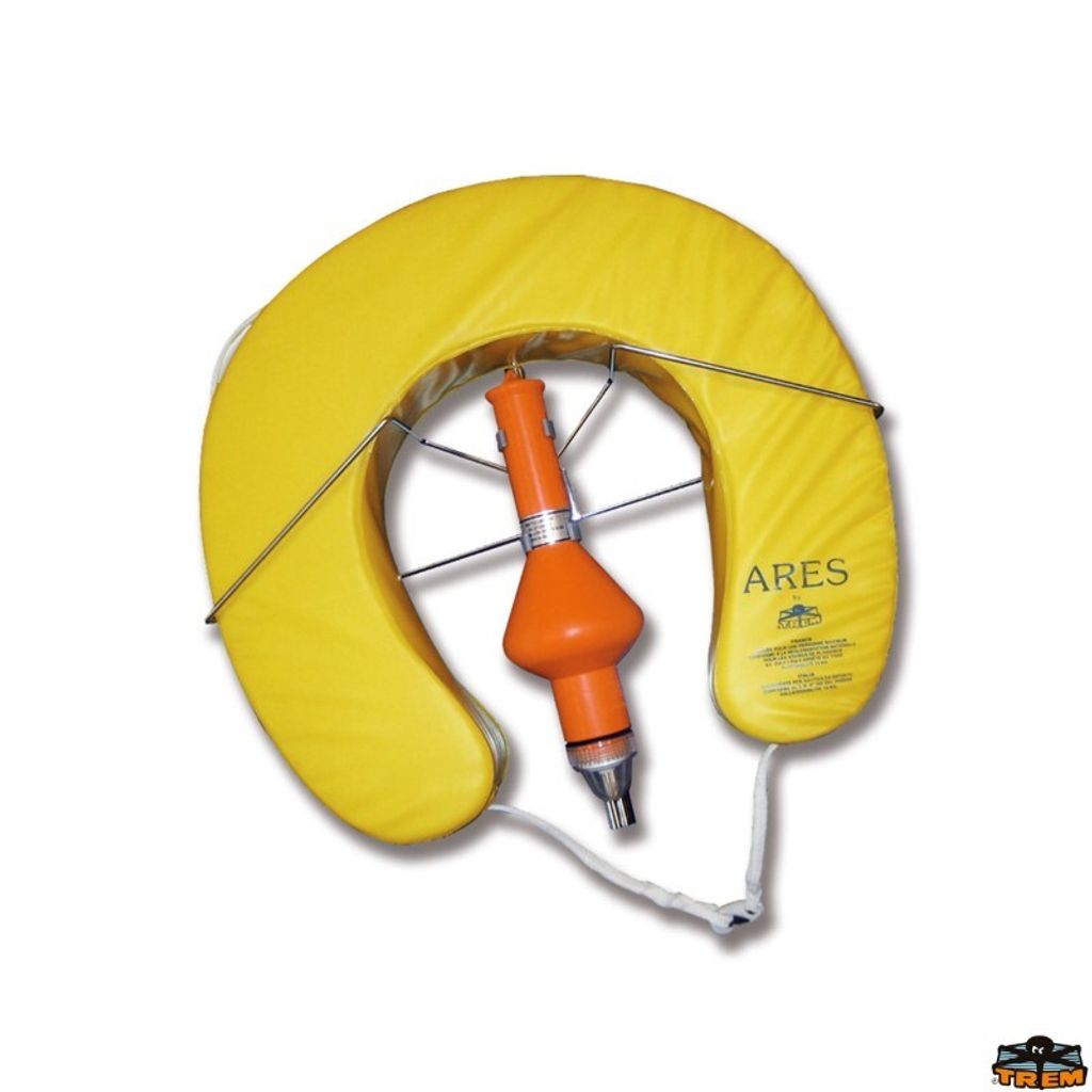allpa Rettungsring Modell 'Ares', Hufeisen, mit Rettungslicht und Halterung, gelb