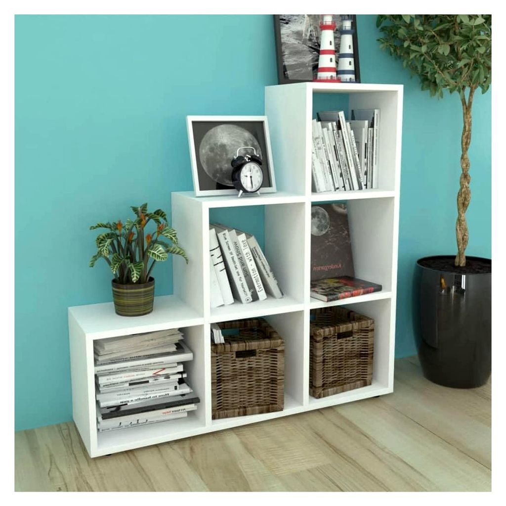 Treppenregal für den Außenbereich, Bücherregal, Ausstellungsregal 107 cm in Weiß
