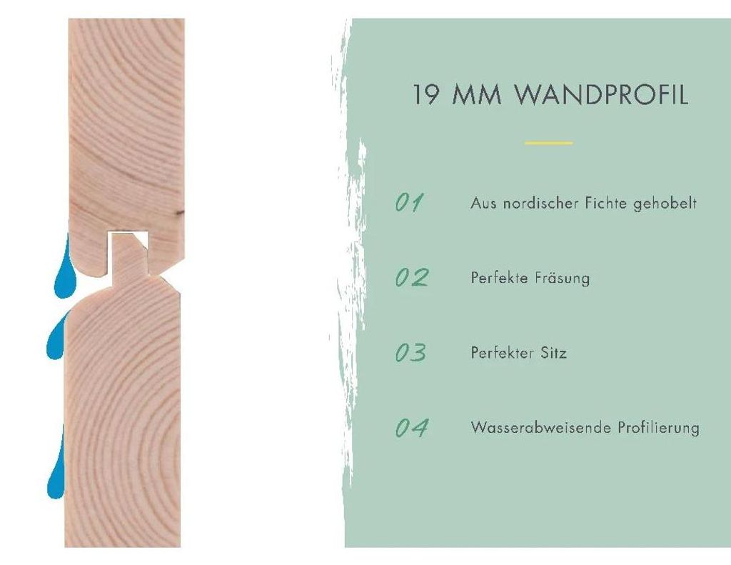 KARIBU Gartenhaus Glücksberg 5 naturbelassen 19 mm Wandstärke inklusive 190 cm Anbaudach, Pultdach aus Massivholz, Unterkonstruktion kesseldrucki...