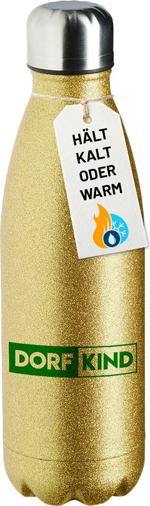 Huuraa Trinkflasche Dorfkind Modern 500ml Gold Edelstahl Wasserflasche Trinkflasche Geschenkidee