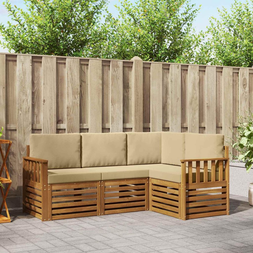"Neues Produkt" Sofagarnituren - CLORIS - Terrassen-Sofa - 4 pcs - Natur und Beige Massivholz Akazie - Modern Gartensofas V1890