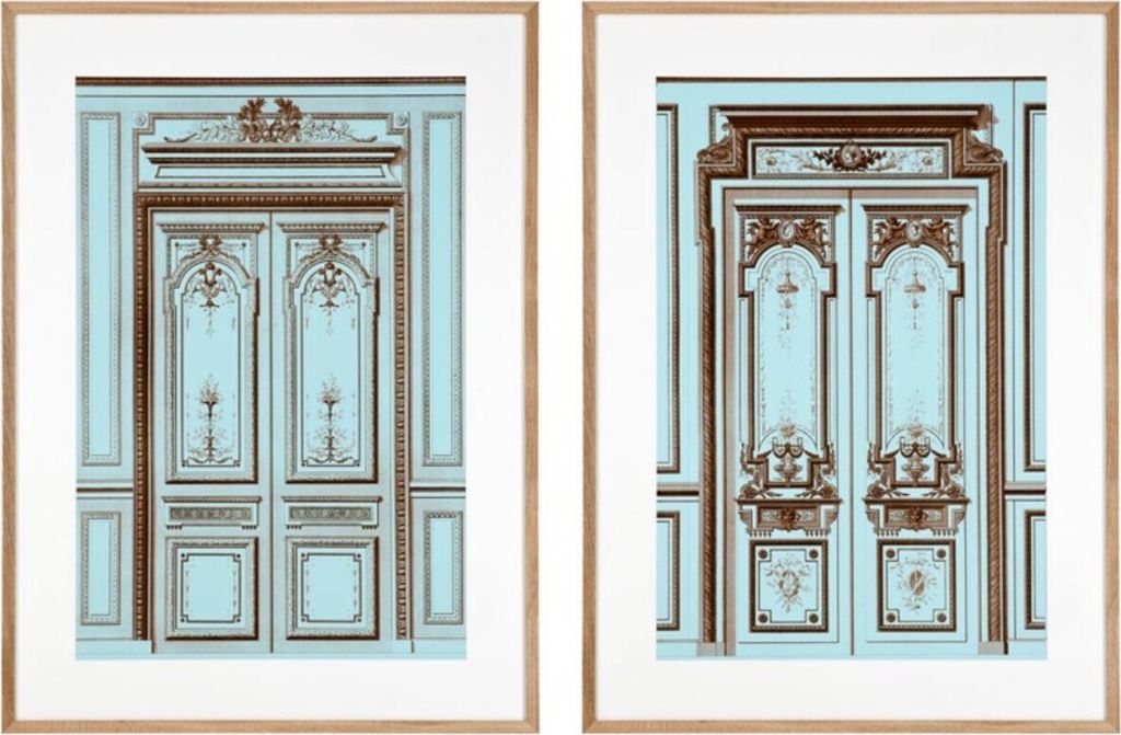 Casa Padrino Bilder / Kunstdruck Set Antike Französische Türen Mehrfarbig 83 x H. 113 cm - Luxus Kollektion