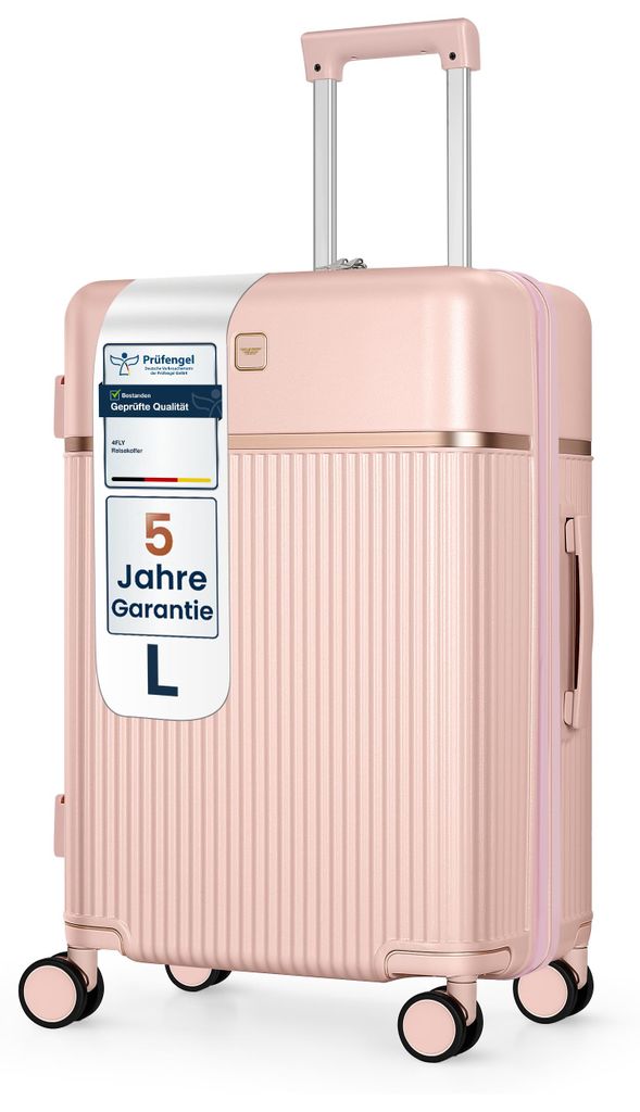 4FLY Hartschalen-Reisekoffer L 65 cm (68L) aus Polycarbonat – mit TSA-Schloss, 4 Spinner-Doppelrollen und Aluminium-Teleskopgriff, Reisegepäck