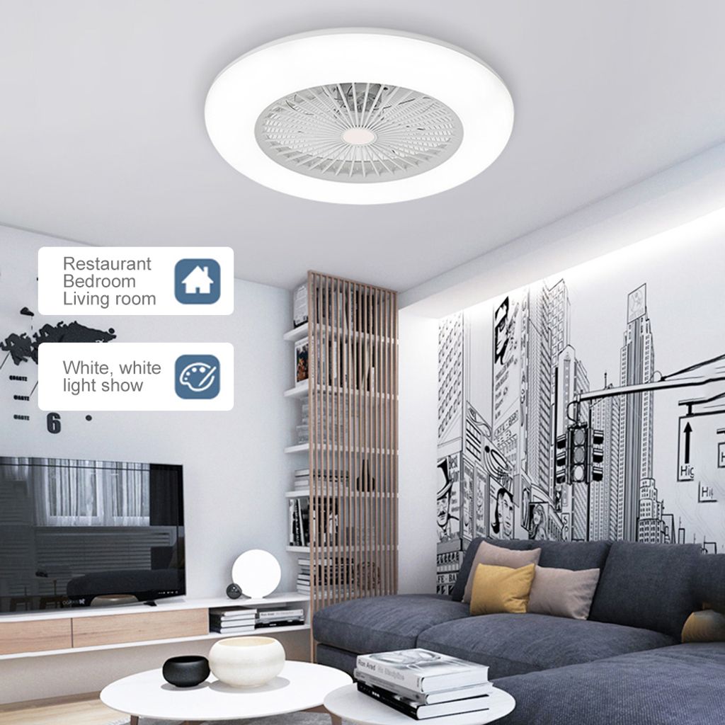 Deckenventilator mit Beleuchtung Fan Deckenleuchte Deckenventilator mit 36W LED Lampe Esszimmer Schlafzimmer Deckenlampe Schwarz