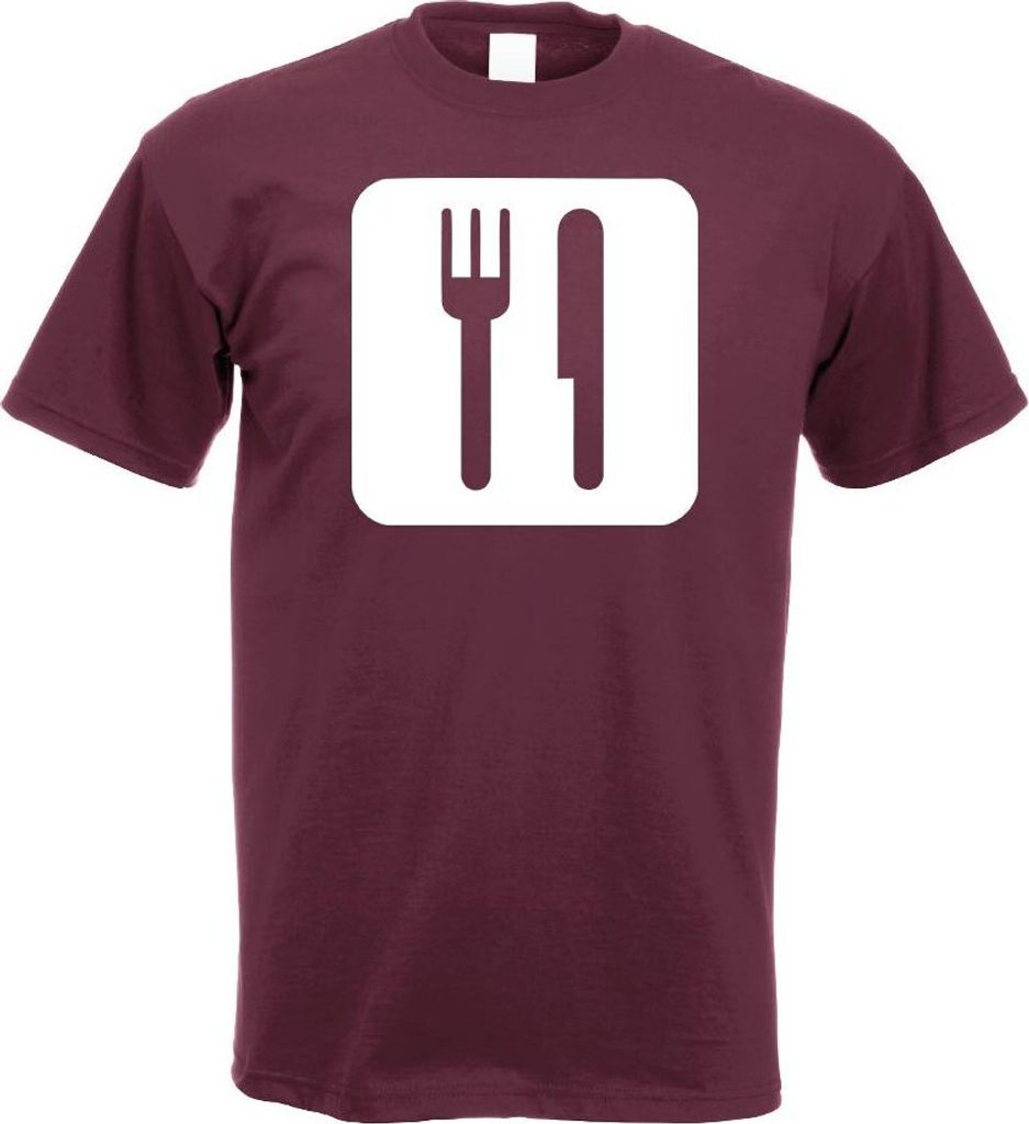 Kiwistar - T-Shirt - Burgund - Essen Speisen Piktogramme Herren Funshirt Bedruckt Design Sprüche Spruch Motive - mit Motiv Bedruckt - Funshirt Des...