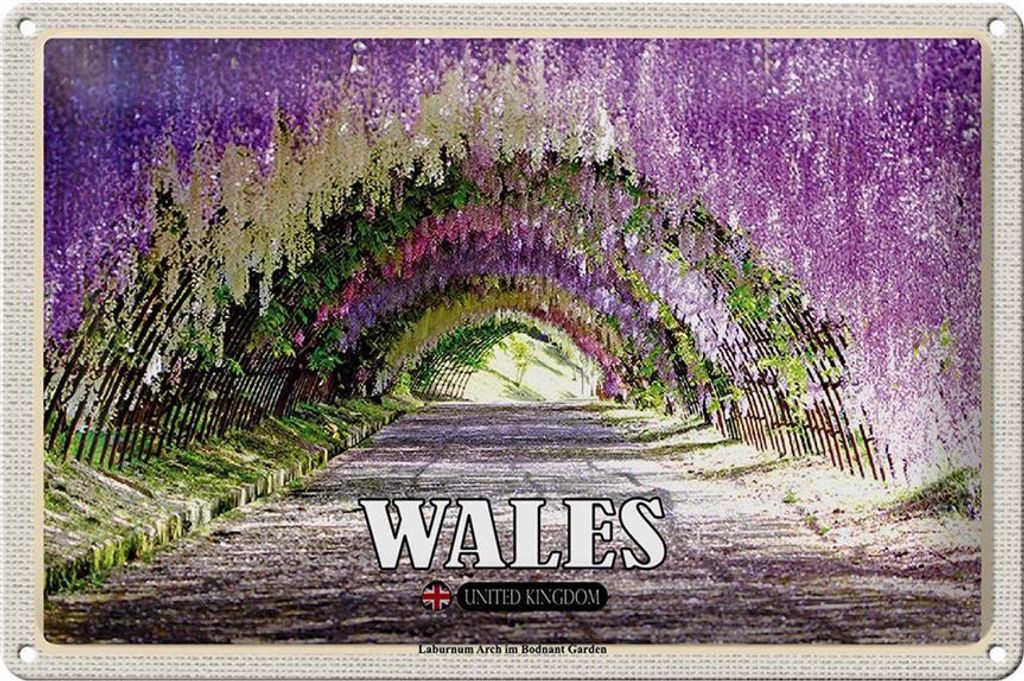 Blechschild Reise 30x20cm Wales Laburnum Arch Bodnant Garden