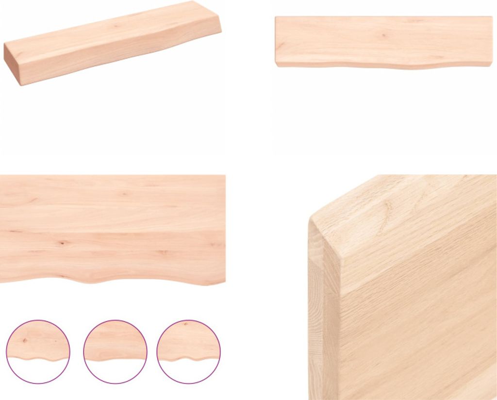 vidaXL Wandregal 40x10x4 cm Massivholz Eiche Unbehandelt - Wandregal - Wandregale - Lagerregal - Schwebendes Regal