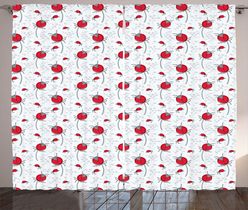 Rideaux rustiques ABAKUHAUS à fleurs roses bleu cadet 280 x 225 cm