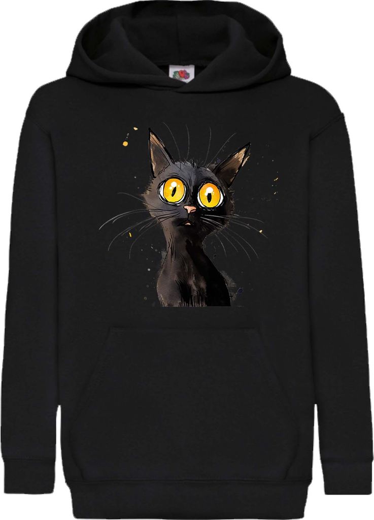 Kinder Kapuzenpullover Funny Cats Breeds Bombay Cat 015, 5-6 Jahr - 116 / Schwarz
