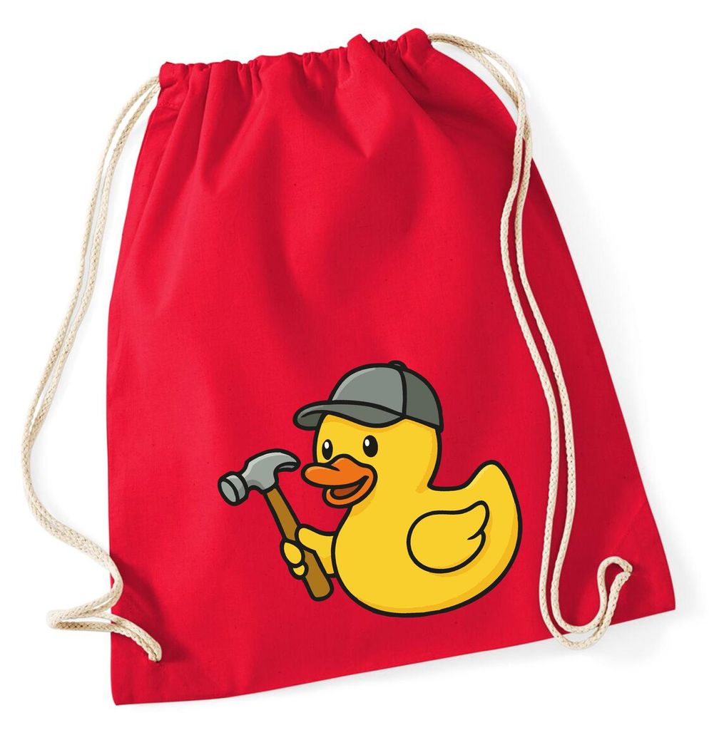 Huuraa Turnbeutel Quietscheente Handwerk Comic Gummiente 12 Liter Classic Red Baumwolle Rucksack Geschenkidee
