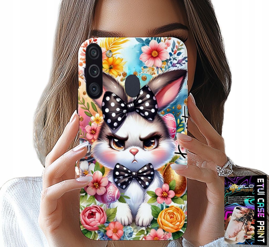 Etui Für Samsung Galaxy A21 - Ostern Kaninchen, Hase, Eier + Glas