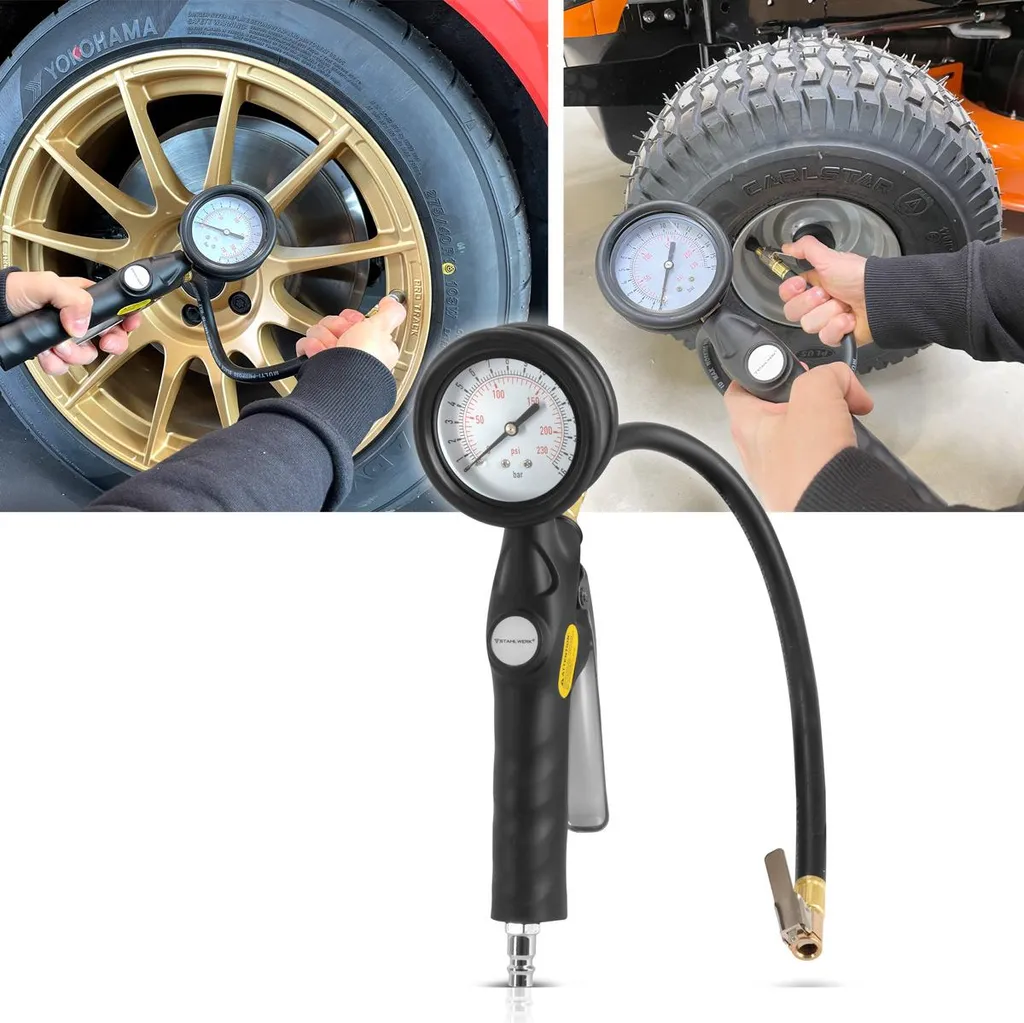Gonfleur de pneus pneumatique 230 PSI avec manomètre antichoc robuste