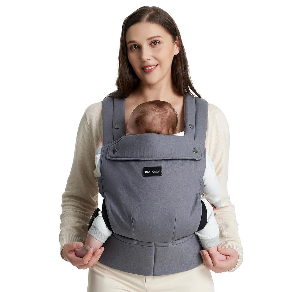 Momcozy Babytrage aus 100% Baumwolle – Baby Carrier für Kleinkind (3-24 Monate, 3,2-20 kg) · Ergonomische M-Position · X-Rücken · Taillengur...