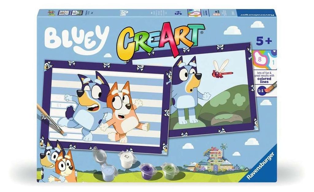 Ravensburger CreArt - MNZ - Bluey, Farben enthalten, Malen nach Zahlen Set