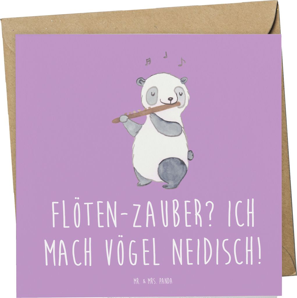 Mr. & Mrs. Panda Grußkarte Flöte Zauber - Lavendeltraum - Geschenk, Musikinstrument, Glückwunschkarte, Melodie, Lernen, doppelkarte, faltkarte, ...