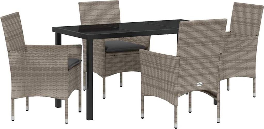 Garten Essgruppe mit Kissen 5 pcs Grau Poly-Rattan