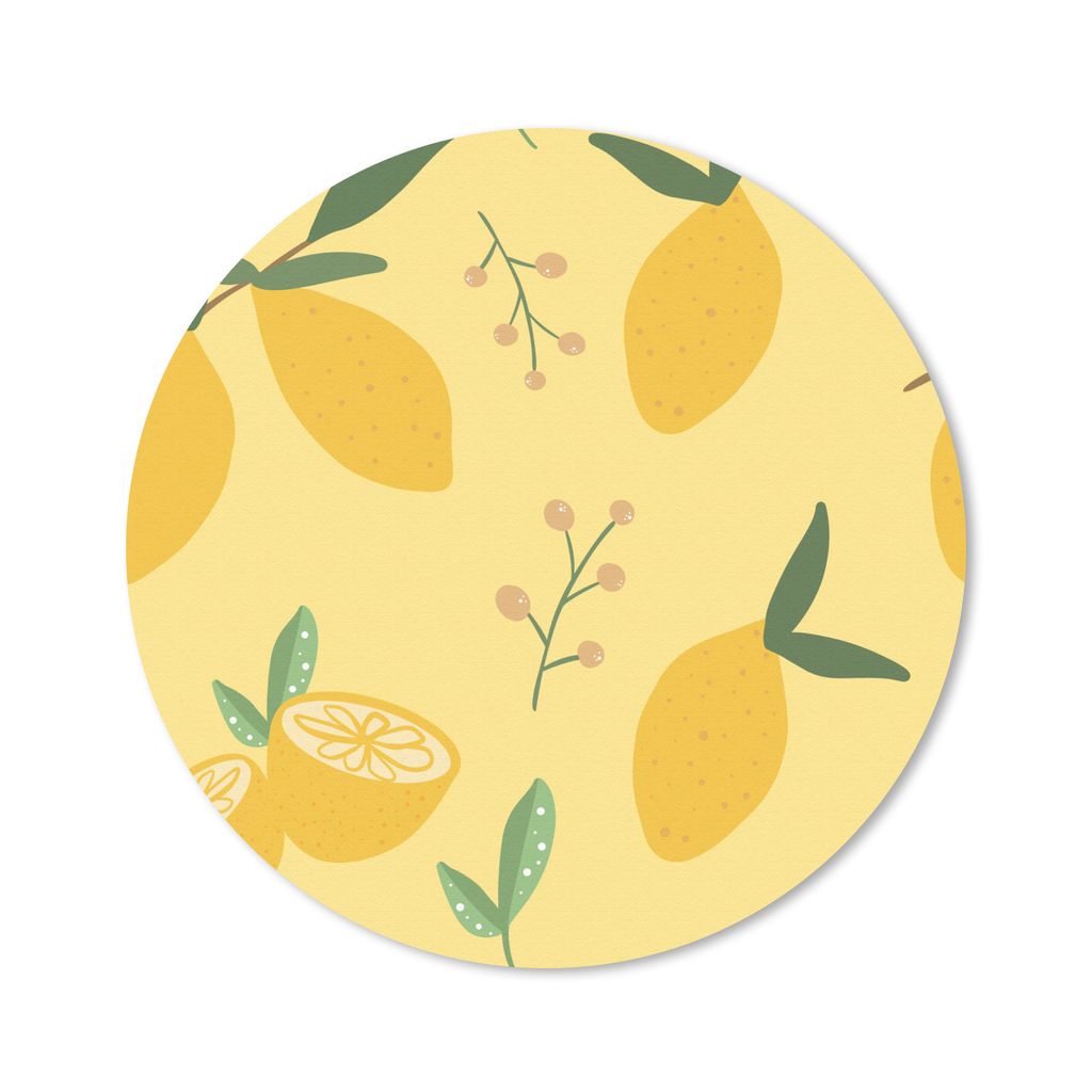 MuchoWow Mauspad Mousepad Zitrone - Pflanzen - Muster 20x20 cm - Mousepads - Maus Mat - Pad - Mausunterlage - Schreibtischmatte