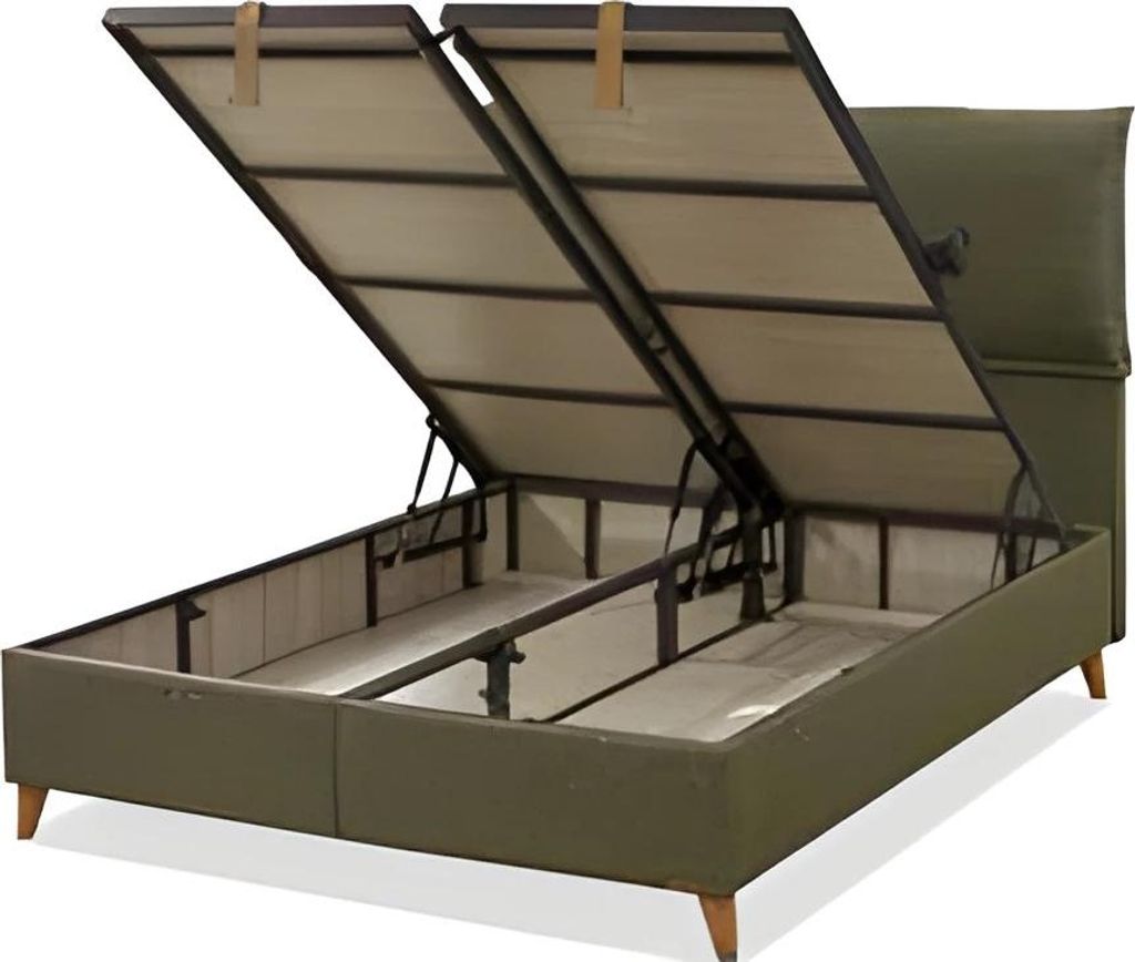 Grünes modernes Bett aus Holz und Textil
