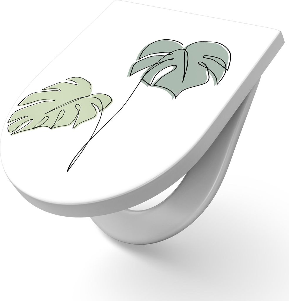 DEQORI WC-Sitz Duroplast 36,4x45,4 cm 'Monstera in Bewegung' Toilettensitz WC-Brille