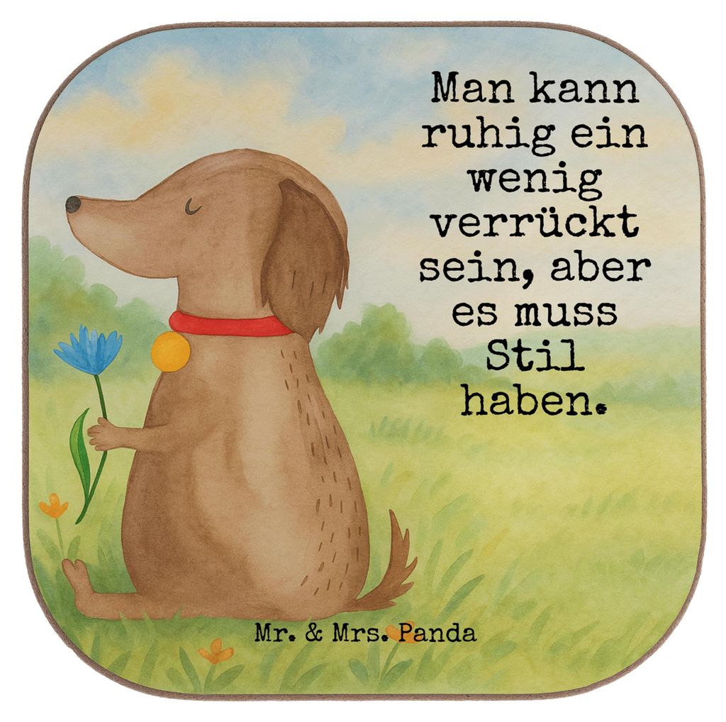 Mr. & Mrs. Panda Untersetzer für Gläser Hund Blume Design - Weiß - Geschenk, gläseruntersetzer, Süß, Coaster, Hunde, Sprüche, Tassenunterset...