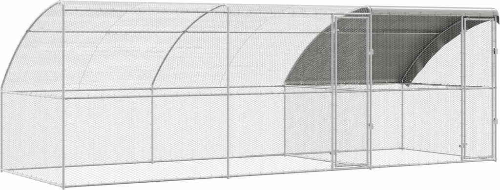 vidaXL Hühnerkäfig 3 pcs Silber 600 x 200 x 200 cm Stahl und PE