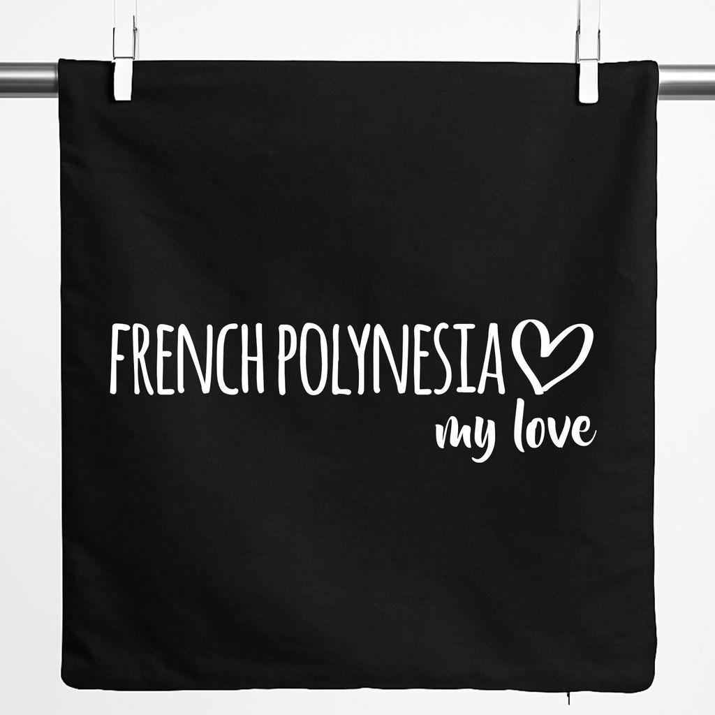 Huuraa Kissenbezug French Polynesia my love 40x40cm Black Baumwolle Dekokissenbezug Geschenkidee