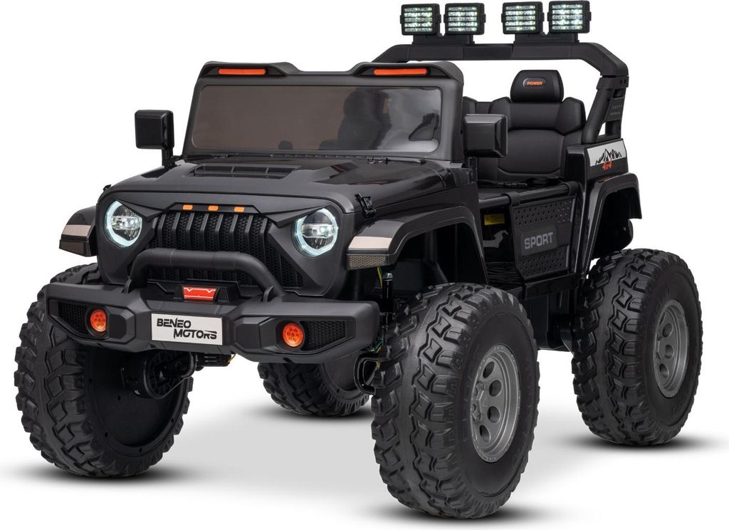Elektrisches Kinderauto Beneo Motors OFFRIDE 4x4 Zweisitzer 24V, schwarz, MP3-Player mit USB/AUX-Eingang, 4x4 Antrieb, Lithium-Akku, große EVA-Rä...