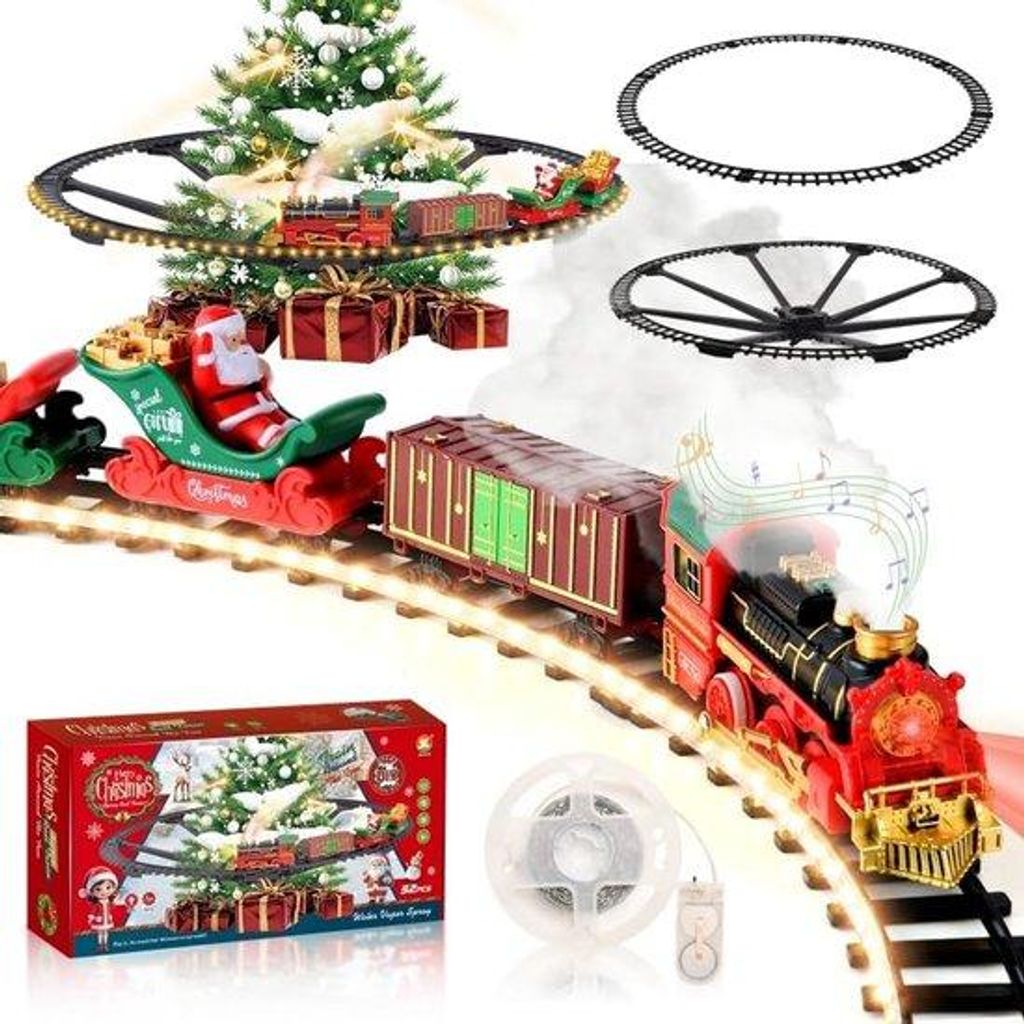 Elektrische Kersttrein mit Licht und Sound - Miniatur - für Kerztrees - Weihnachtsdekoration - Spielzeug - Accessoires für Weihnachtsdorfgestaltung