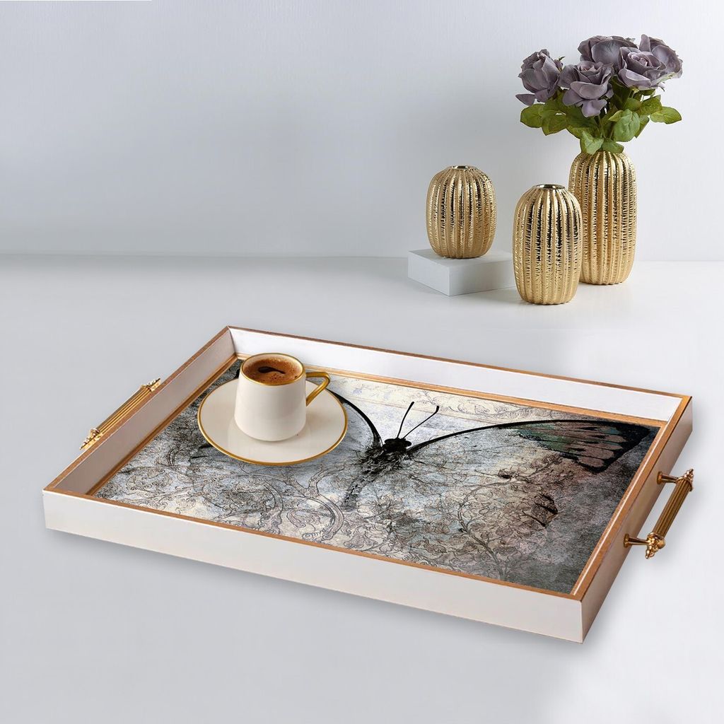 Evila Originals, TPB9945, Tablett, Mehrfarbig, 100 % GLAS, 50 x 29 x 3,5 cm