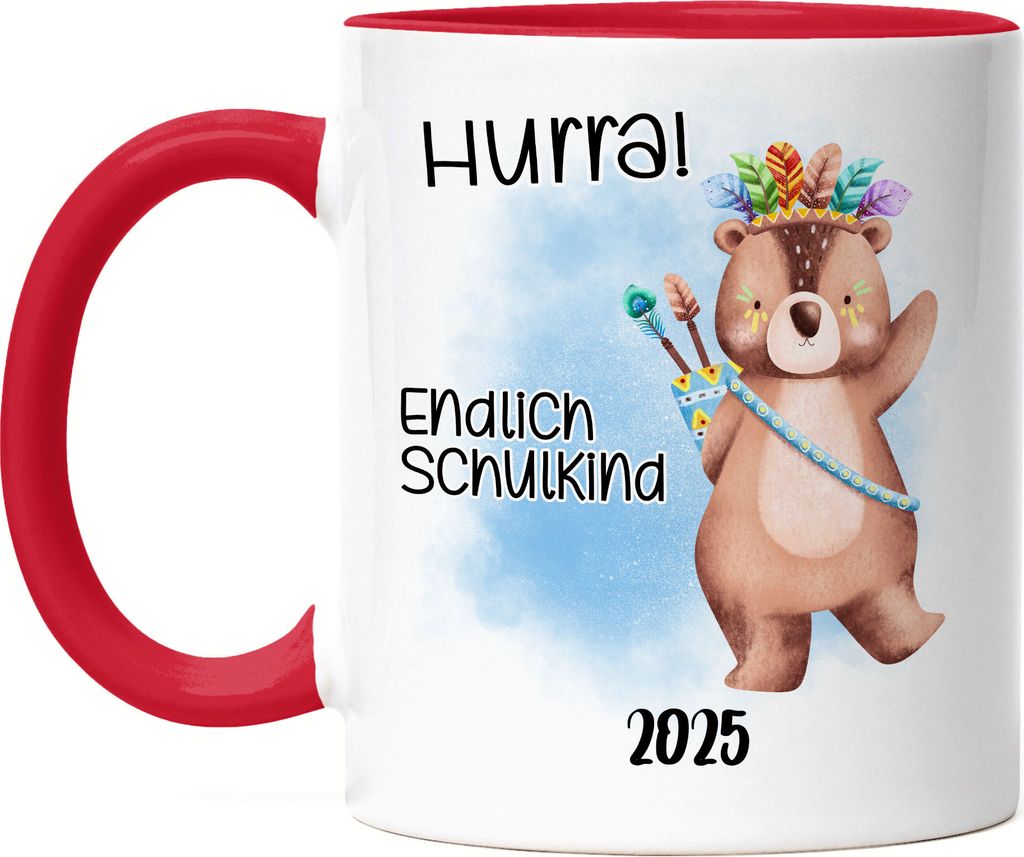 Endlich Schulkind 2025 Bär Tasse Rot 1. Schultag 2025 Einschulung Schulanfang Schuleinführung