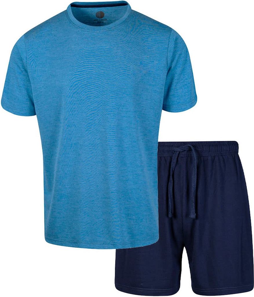 Light And Shade - Schlafanzug mit Shorts Rundhalsausschnitt für Herren PB272 (M) (Blau/Marineblau)