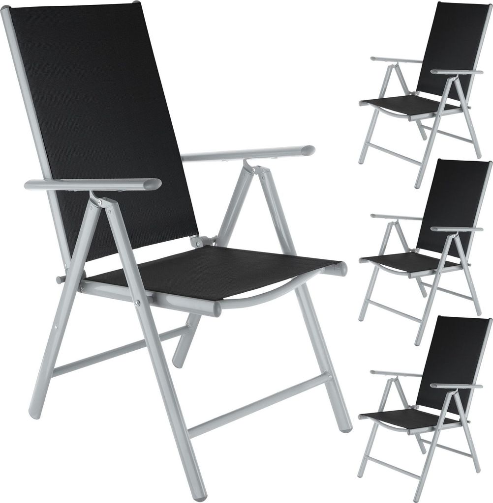 tectake Aluminium Gartenstuhl Marilena klappbar 67 x 56 x 105 cm