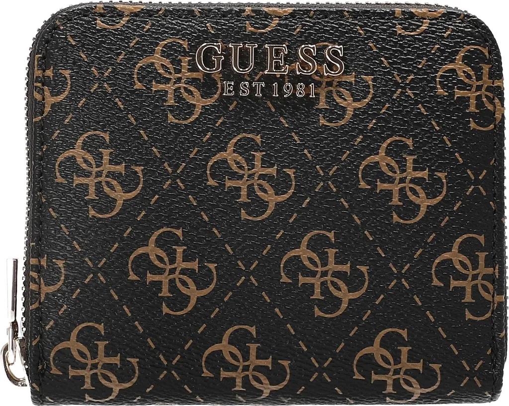 Petit Portefeuille Zippé Guess Laurel II Marron - Accessoire Chic 11cm